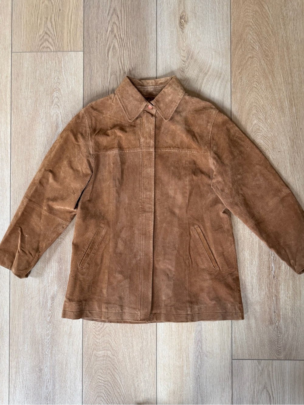 AMI Vintage Genuine Suede Leather Jacket Brown Western 90s Oversized Coat
